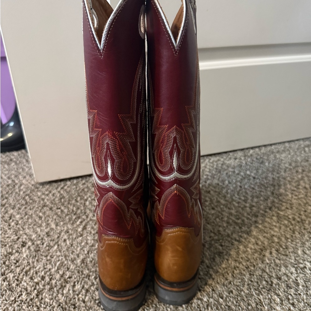 Lucchese Brown and Burgundy Women's Boots - Picture 3 of 7